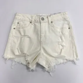 Super High Rise Destructed Mom Shorts - White