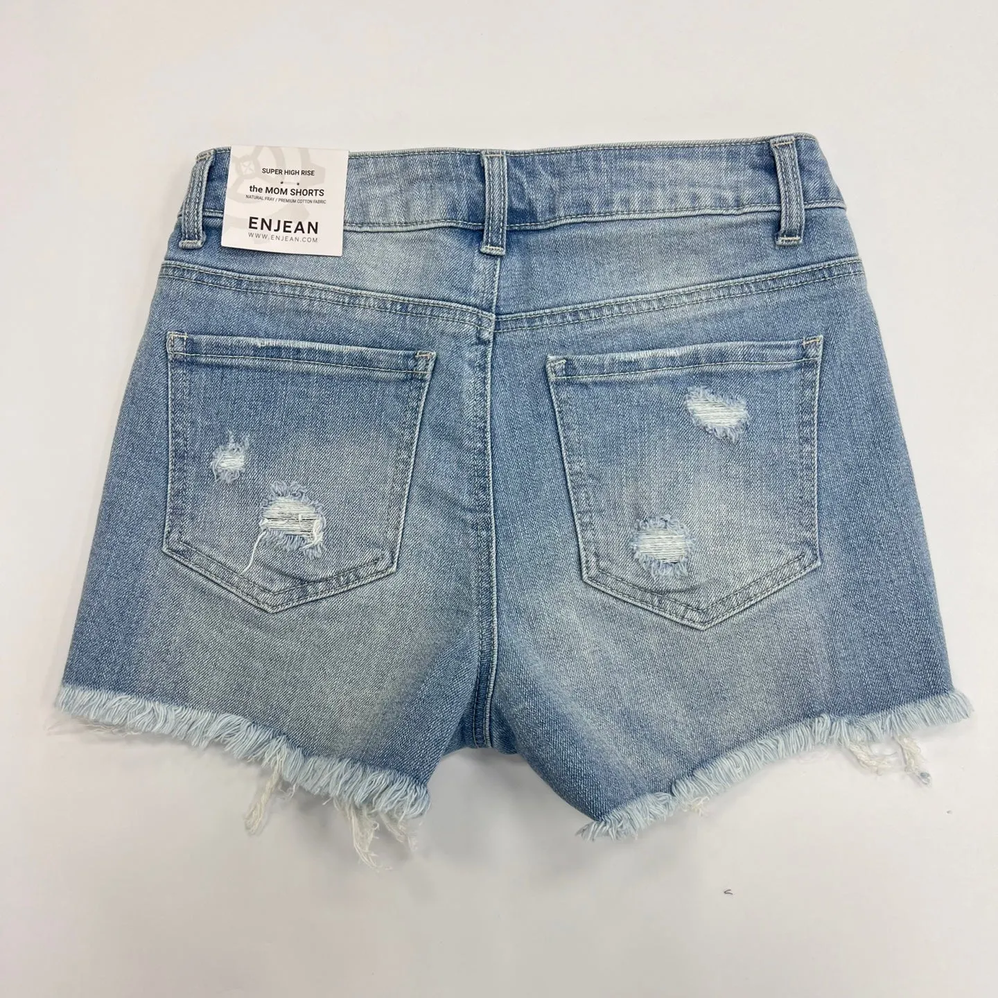 Super High Rise Destructed Mom Shorts