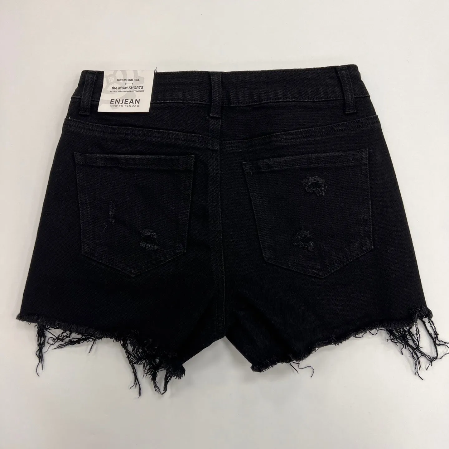 Super High Rise Destructed Mom Shorts