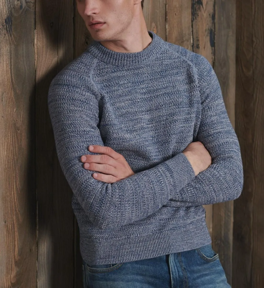 Superdry Crew Neck Cotton Keystone Jumper Shore Blue Twist