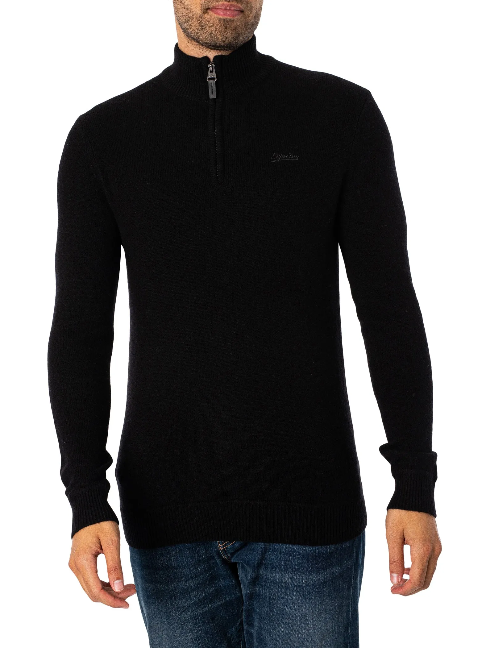 Superdry Essential Henley EMB Knit - Black