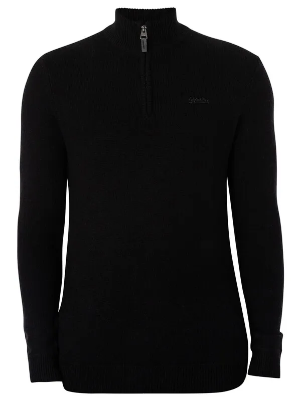 Superdry Essential Henley EMB Knit - Black