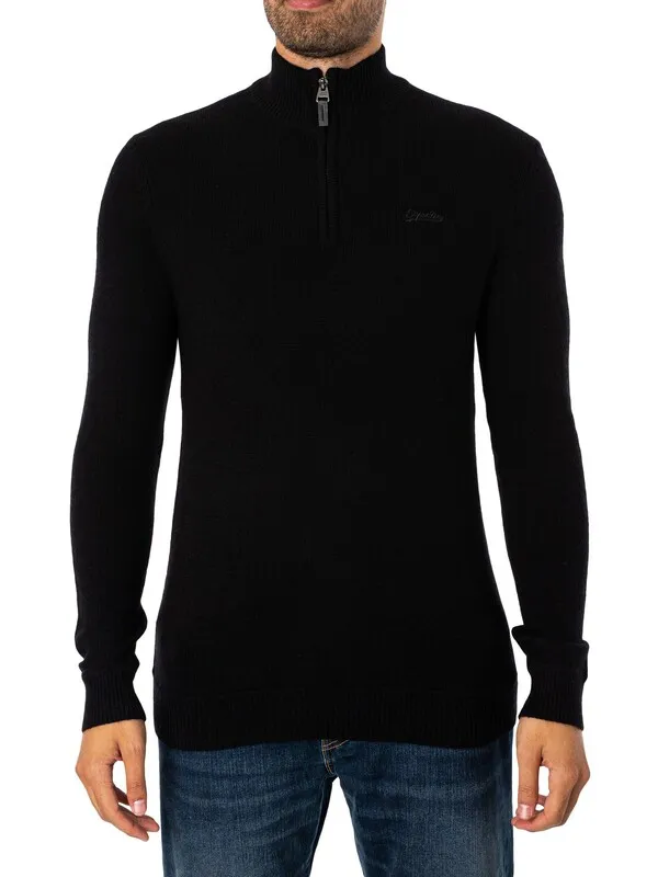 Superdry Essential Henley EMB Knit - Black