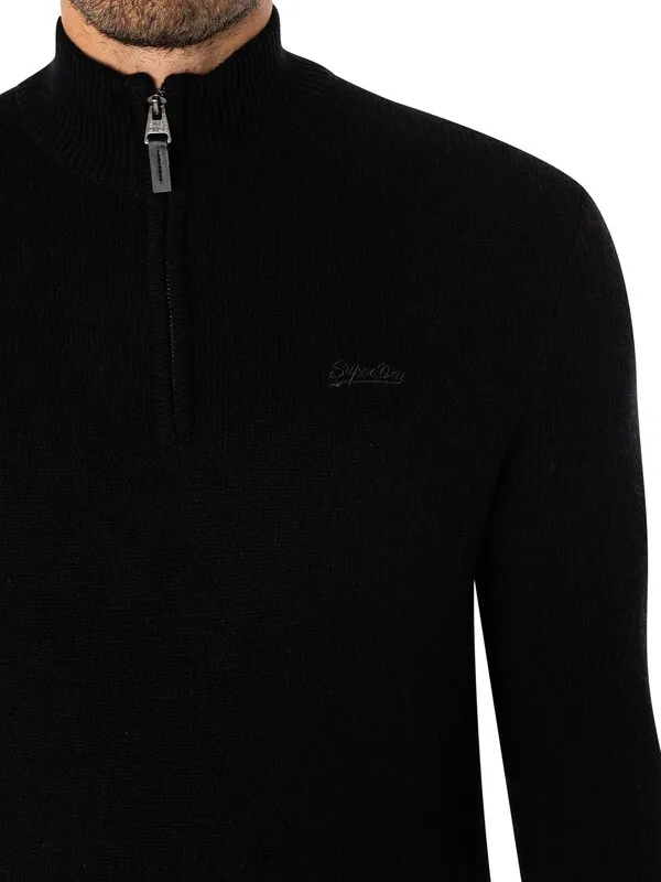 Superdry Essential Henley EMB Knit - Black