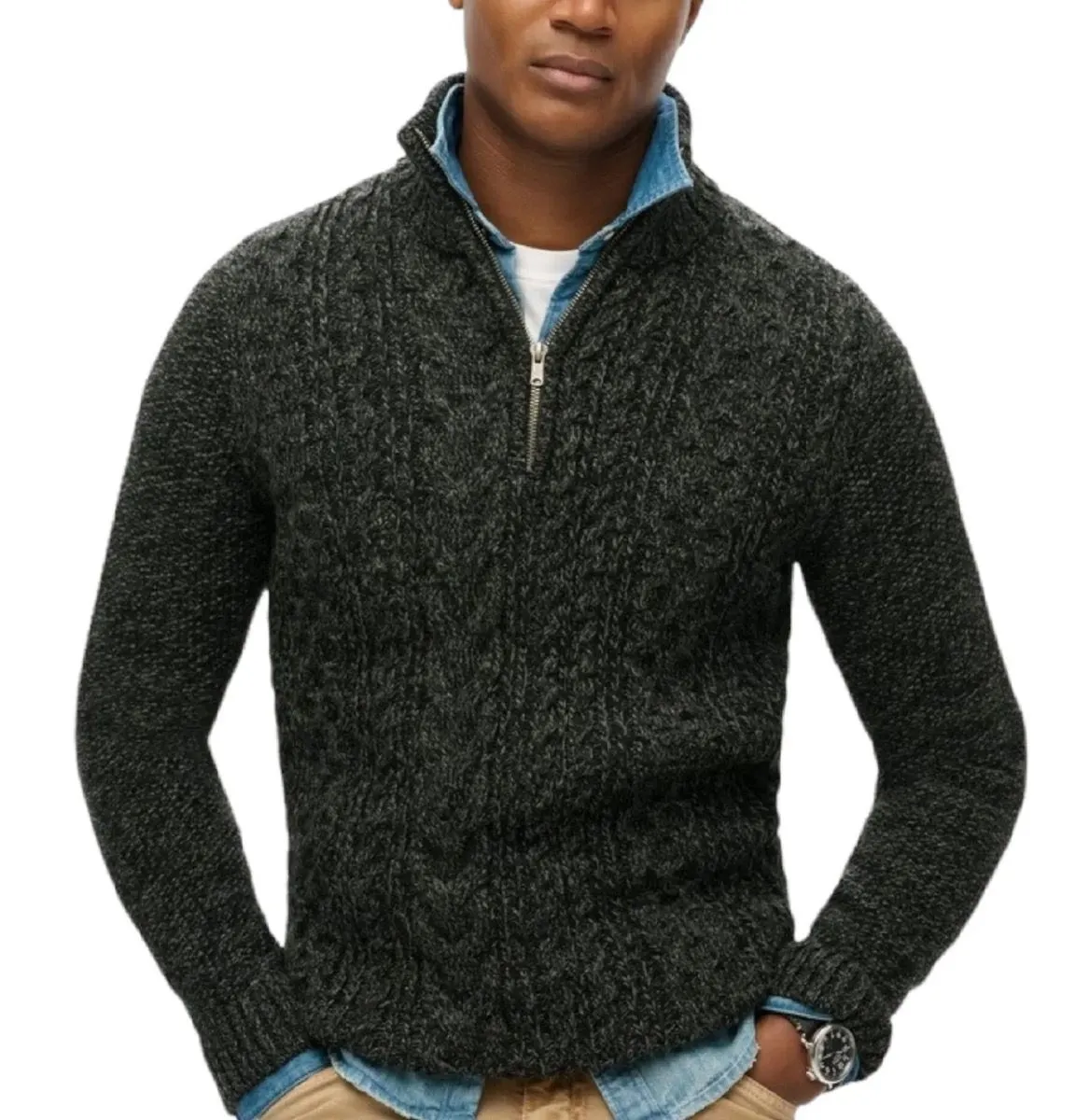 Superdry Jacob Half Zip Knitted Jumper Black Twist