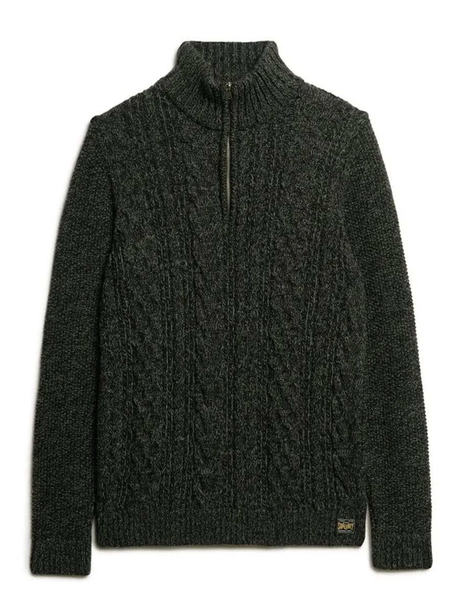 Superdry Jacob Half Zip Knitted Jumper Black Twist