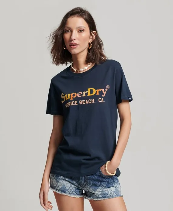 Superdry L-Vintage Rainbow Tee W1010984A Navy