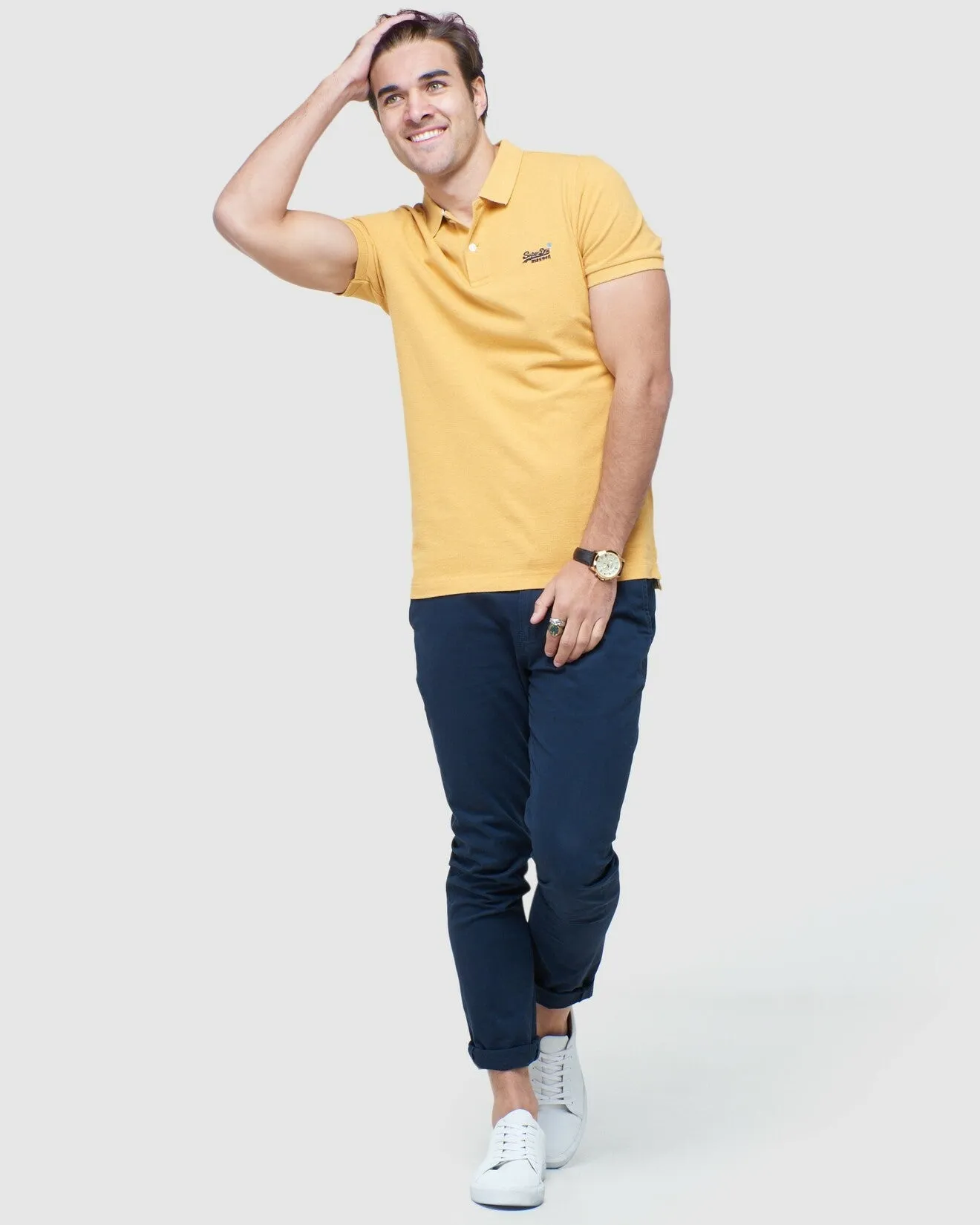 Superdry - Short Sleeve Classic Pique Polo in Ochre Marle