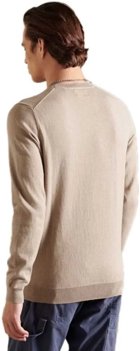 Superdry Vintage Embroided Crew Neck Cotton Jumper Oatmeal Marl