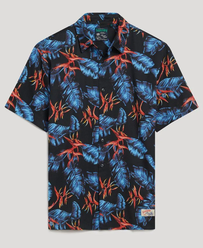 Superdry Vintage Hawaiian Short Sleeve Shirt Dark Navy Fire