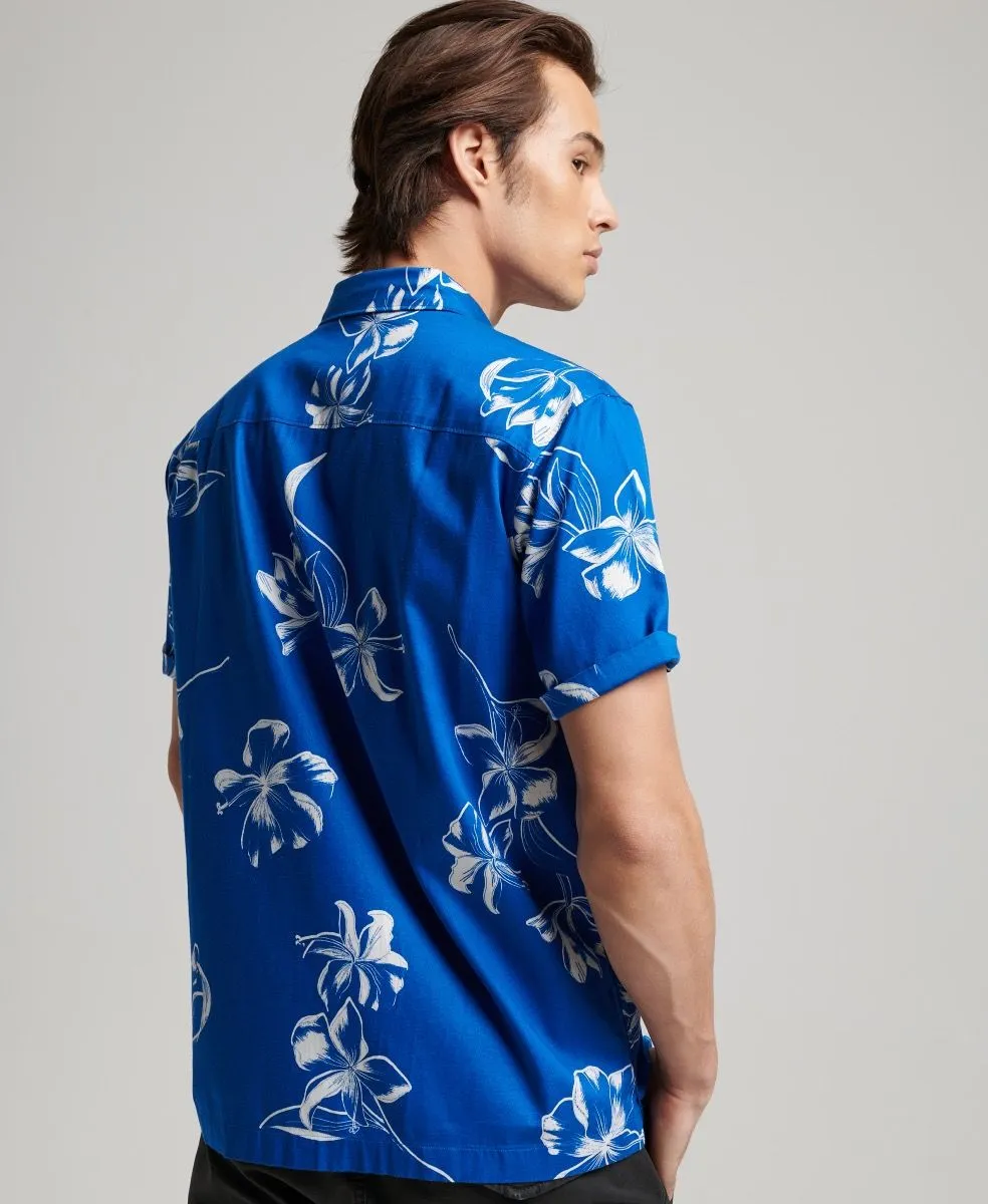 Superdry Vintage Hawaiian Short Sleeve Shirt Mono Hibiscus Cobalt