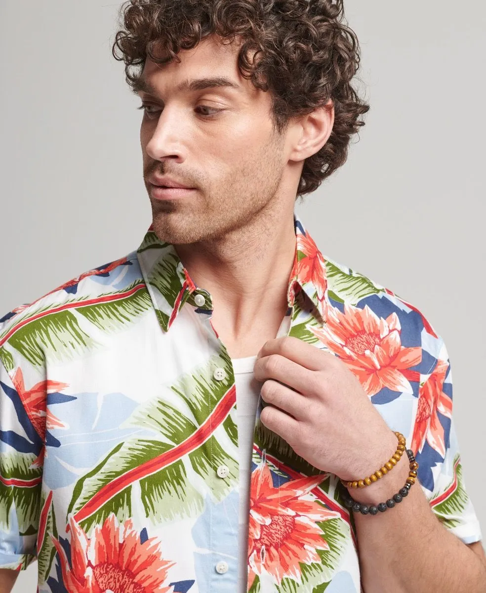 Superdry Vintage Hawaiian Short Sleeve Shirt Optic Banana Leaf