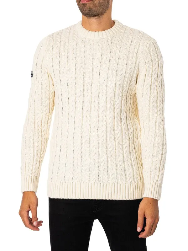 Superdry Vintage Jacob Crew Knit - Winter White