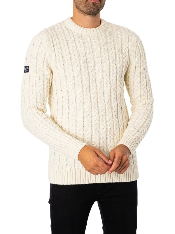 Superdry Vintage Jacob Crew Knit - Winter White