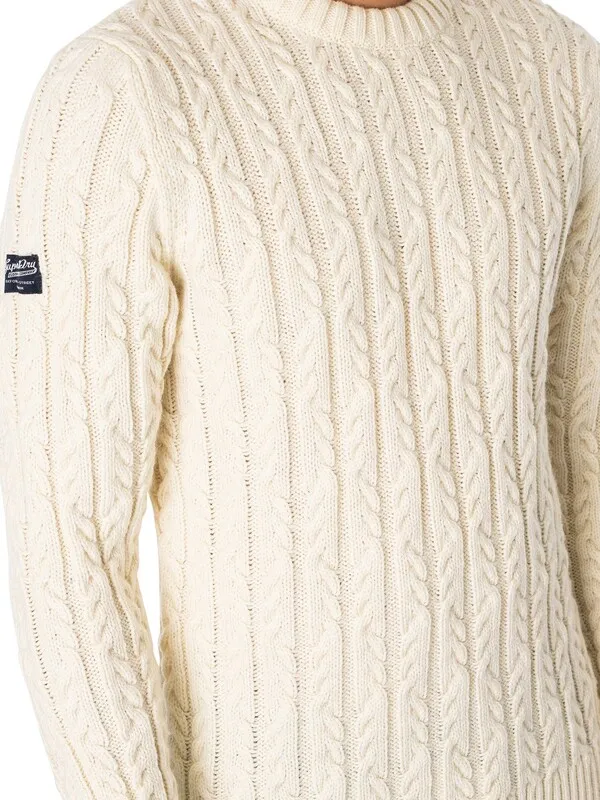 Superdry Vintage Jacob Crew Knit - Winter White