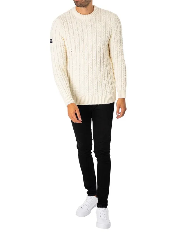 Superdry Vintage Jacob Crew Knit - Winter White