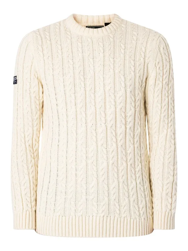 Superdry Vintage Jacob Crew Knit - Winter White