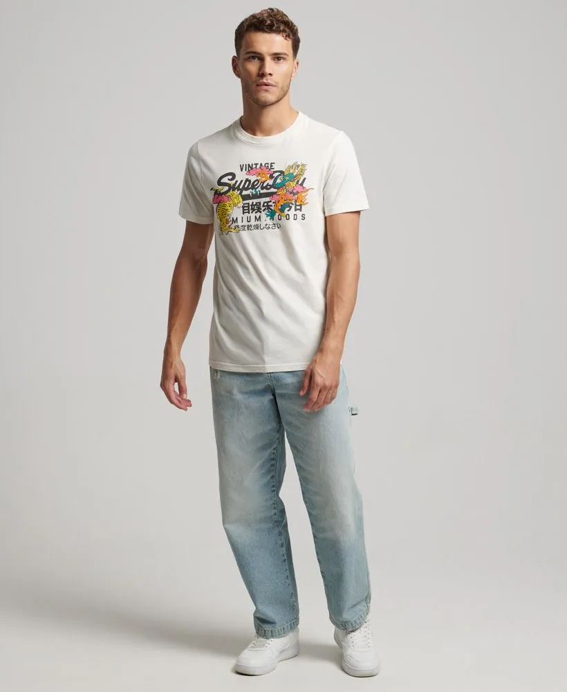 Superdry Vintage Narrative Crew Neck T-Shirt Off White