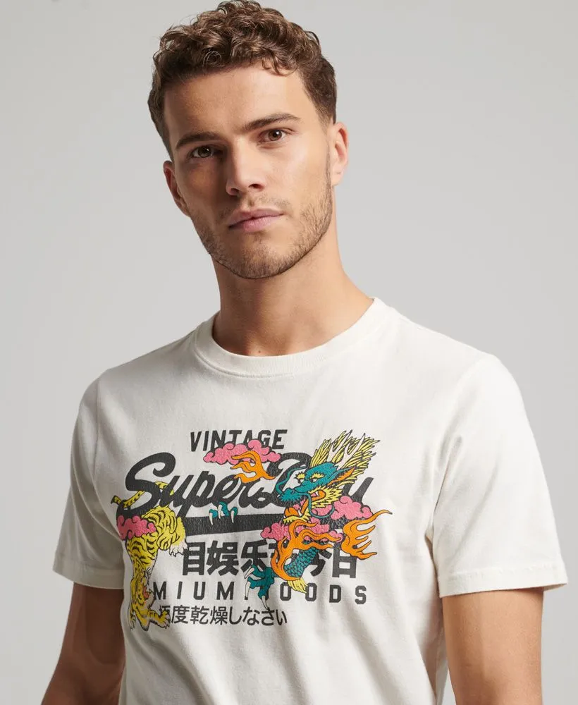 Superdry Vintage Narrative Crew Neck T-Shirt Off White