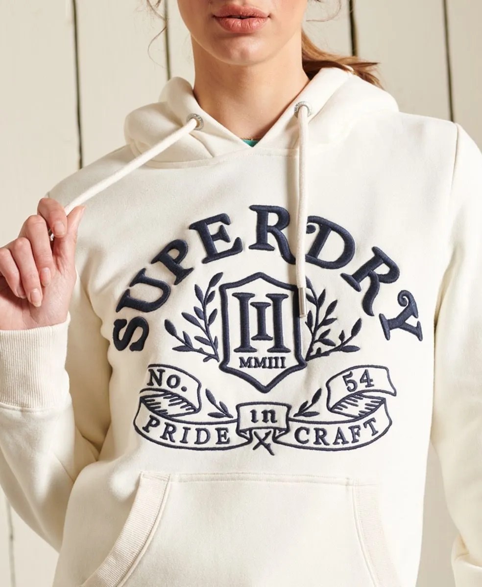 Superdry Womens Pride In Craft Logo Hooded Sweatshirts Ecru