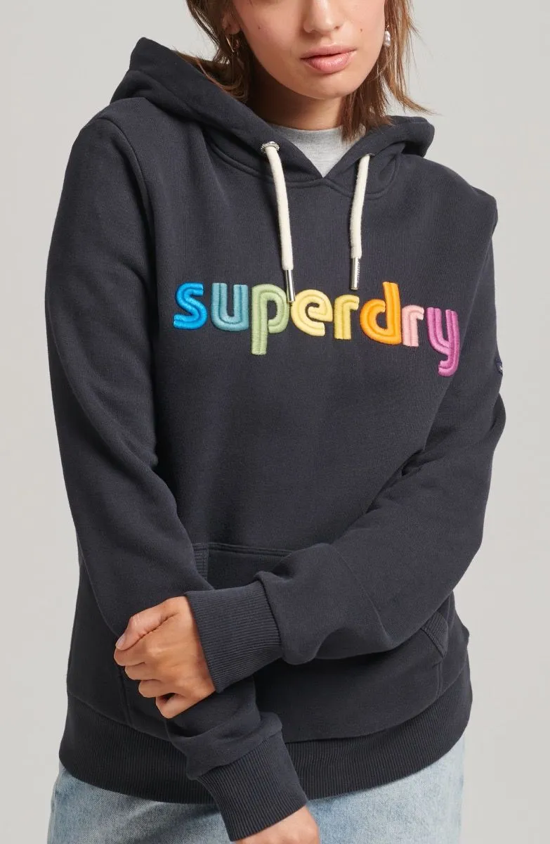 Superdry Womens Rainbow Logo Hooded Sweatshirts Richest