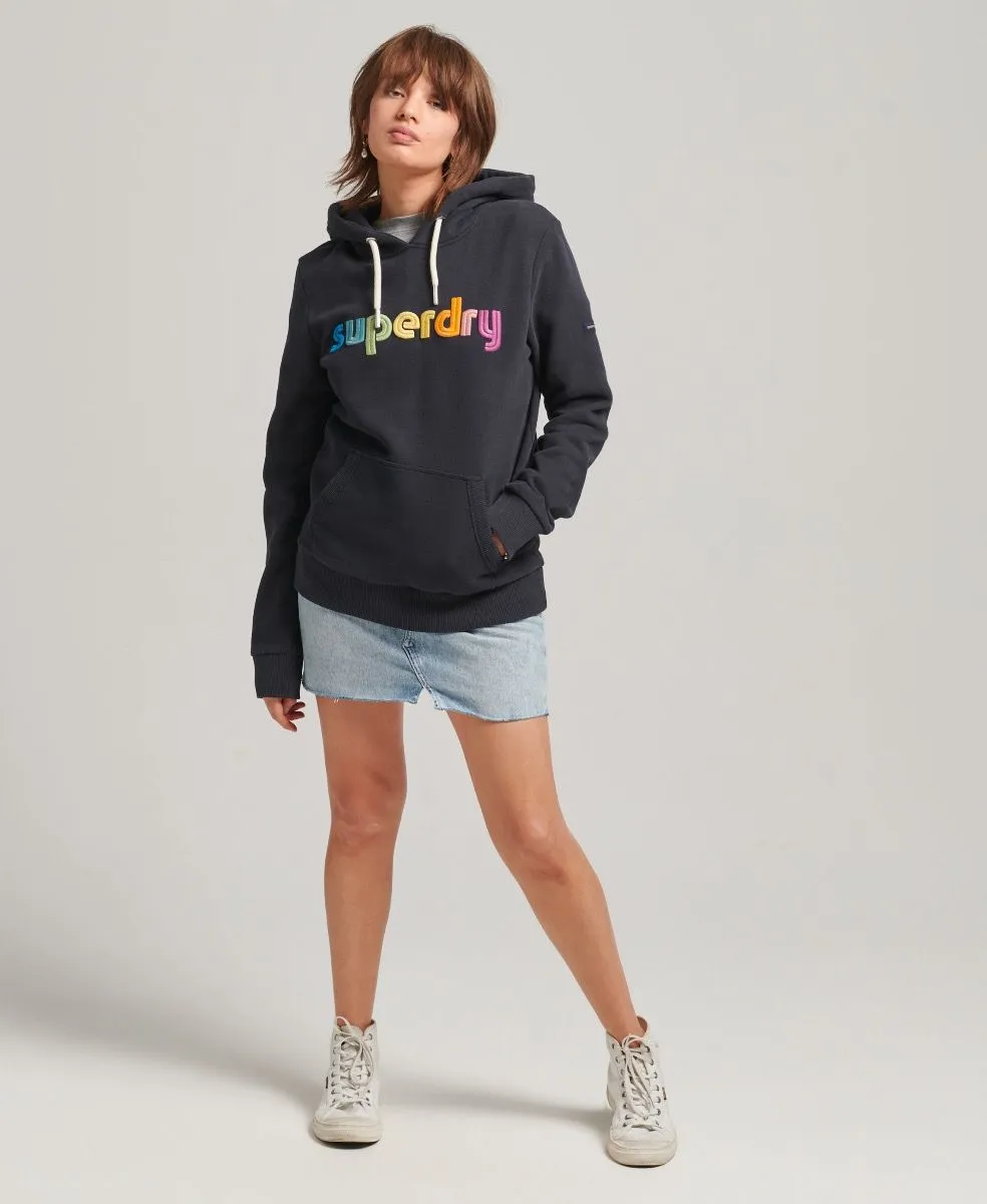 Superdry Womens Rainbow Logo Hooded Sweatshirts Richest