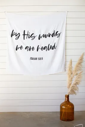 Swaddle Blanket + Wall Art - Isaiah 53:5 But he was pierced for our transgressions, he was crushed for our iniquities; the punis