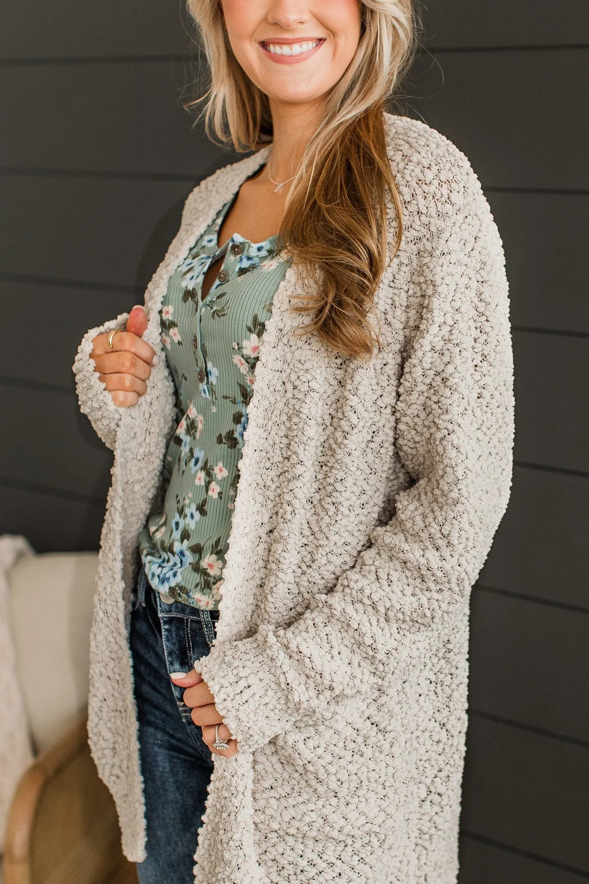 Take Another Look Popcorn Cardigan- Beige