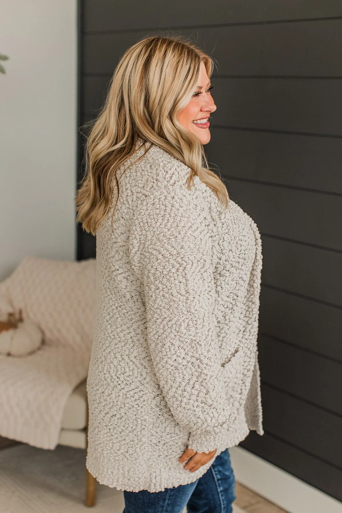 Take Another Look Popcorn Cardigan- Beige