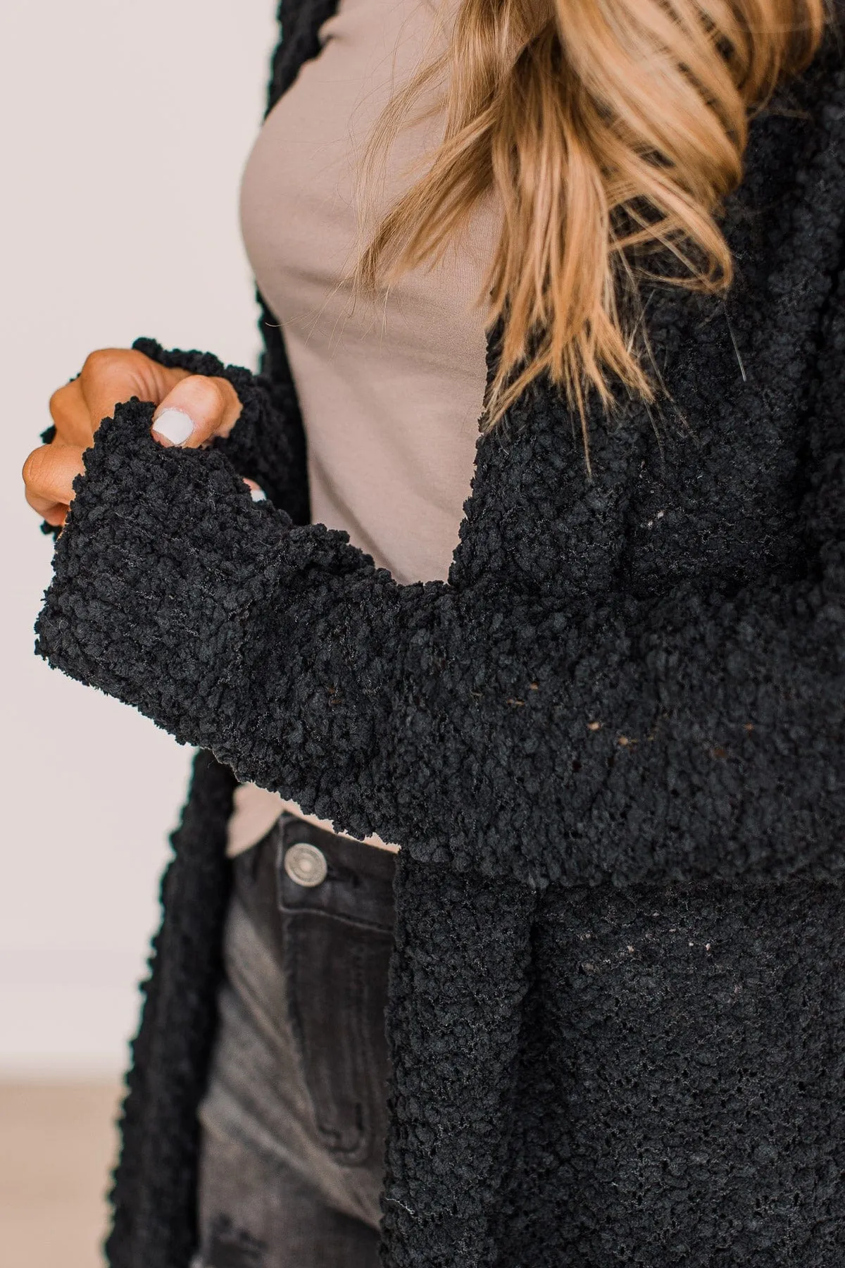 Take Another Look Popcorn Cardigan- Black