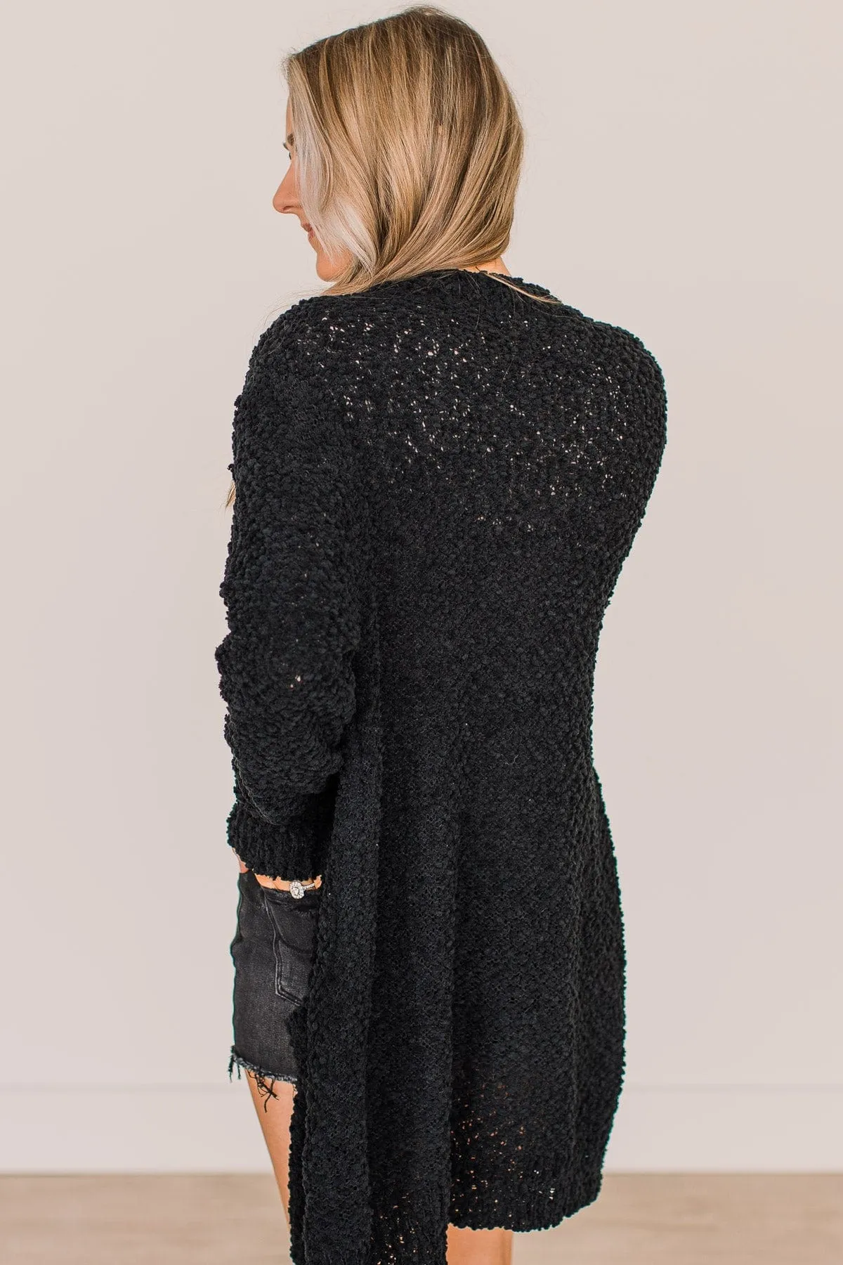 Take Another Look Popcorn Cardigan- Black