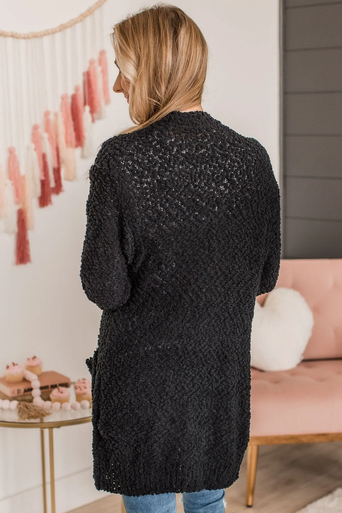 Take Another Look Popcorn Cardigan- Black