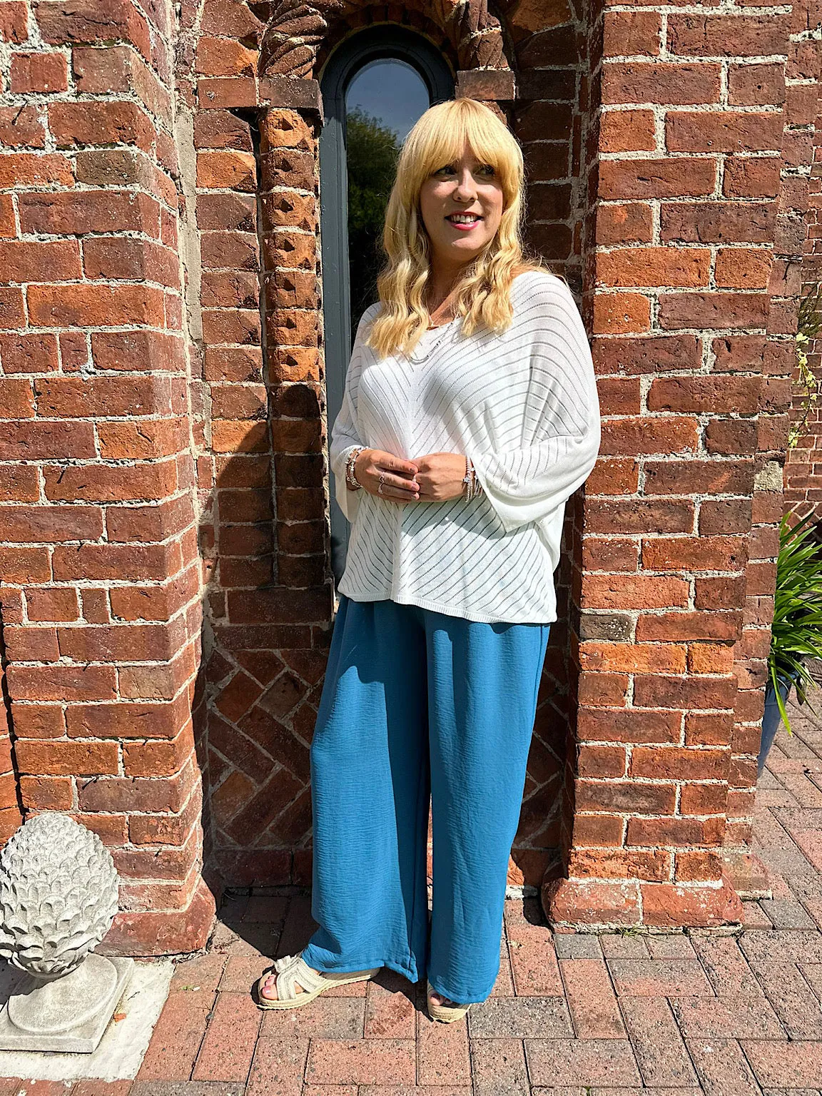 Teal Wide Leg Pocket Trousers Claudia