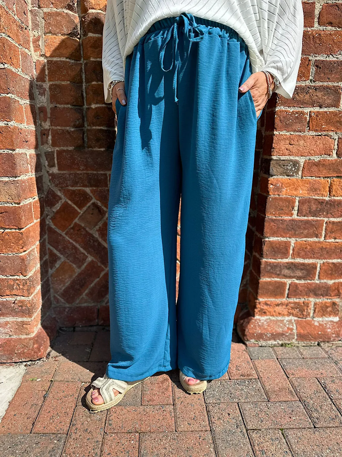 Teal Wide Leg Pocket Trousers Claudia