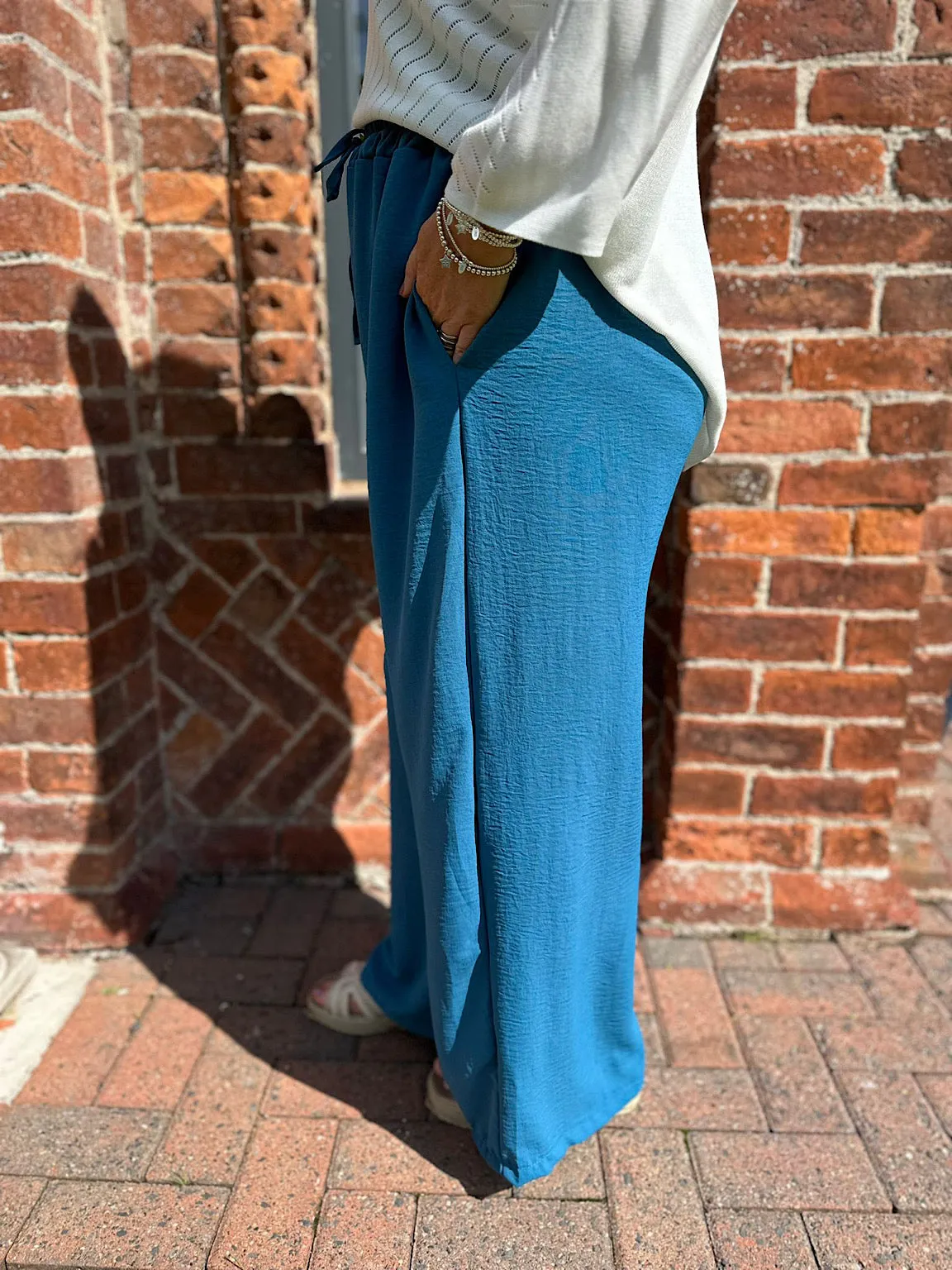 Teal Wide Leg Pocket Trousers Claudia