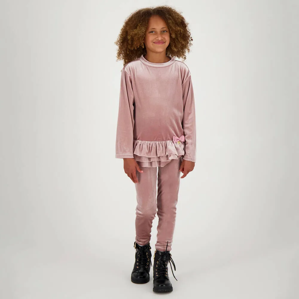 Teen Girls Pink Velour Leggings Set