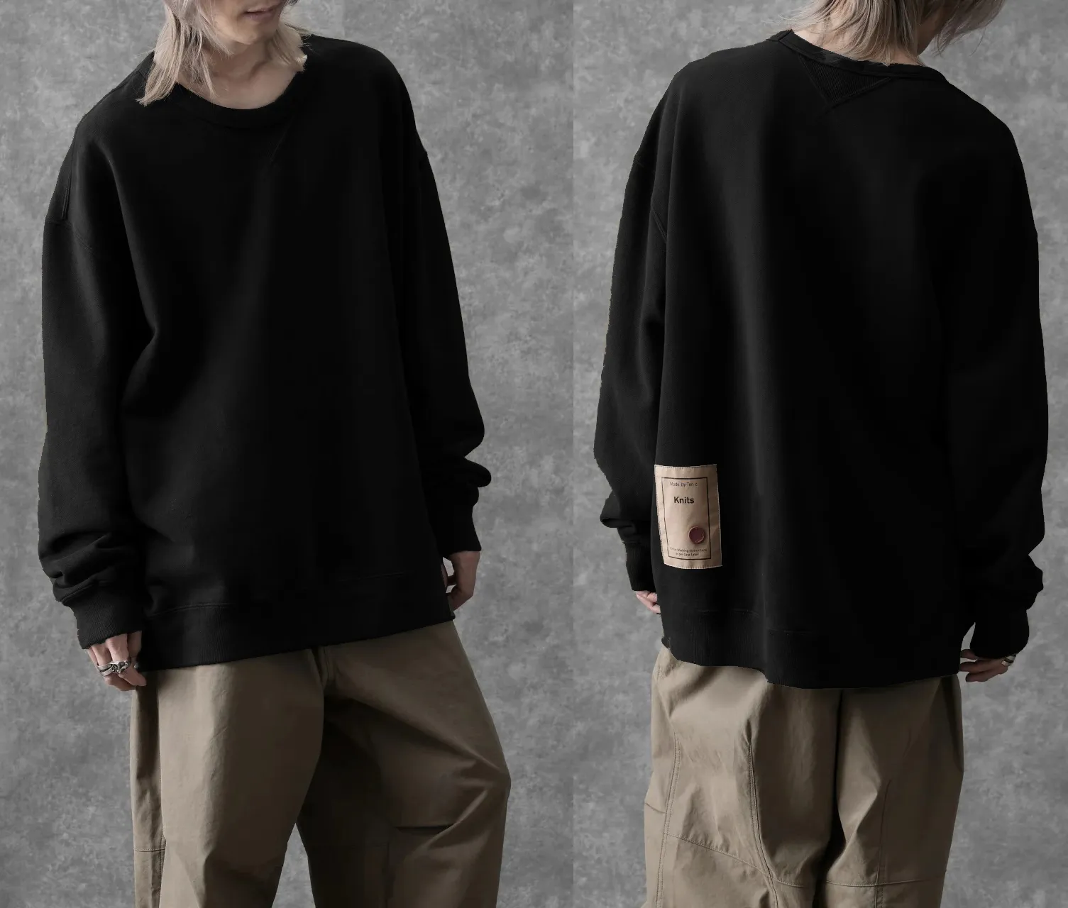 Ten-C  |Crew Neck Pullovers Wool Fine Gauge Low Gauge Long Sleeves