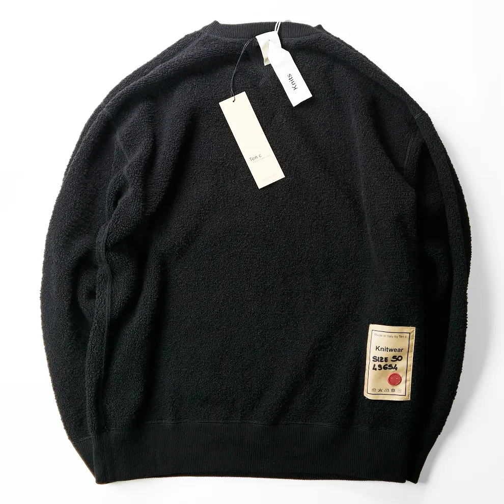 Ten-C  |Crew Neck Pullovers Wool Fine Gauge Low Gauge Long Sleeves