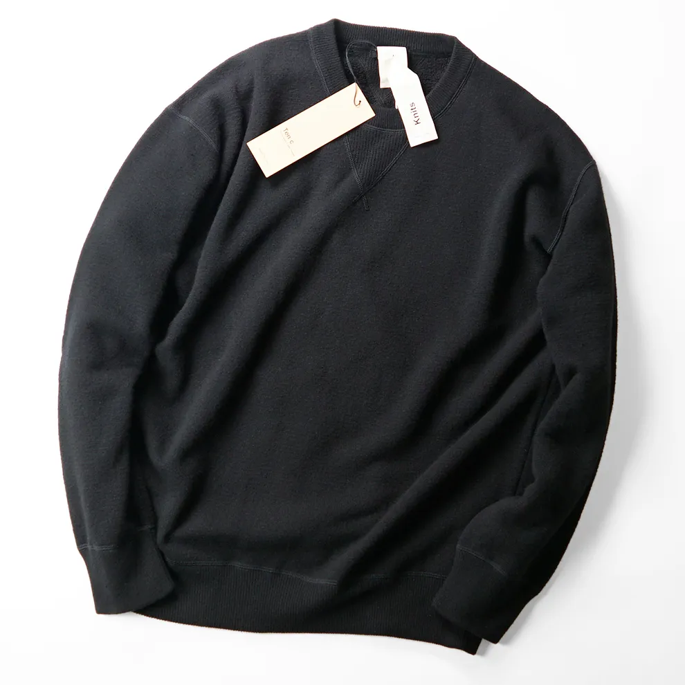 Ten-C  |Crew Neck Pullovers Wool Fine Gauge Low Gauge Long Sleeves