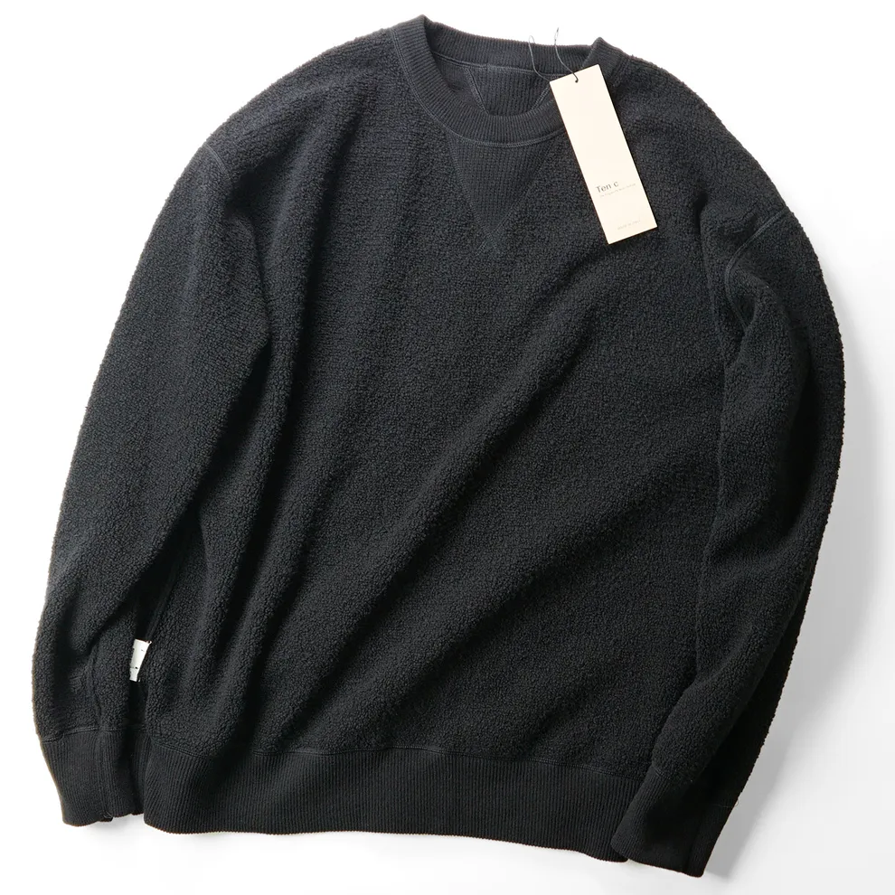 Ten-C  |Crew Neck Pullovers Wool Fine Gauge Low Gauge Long Sleeves