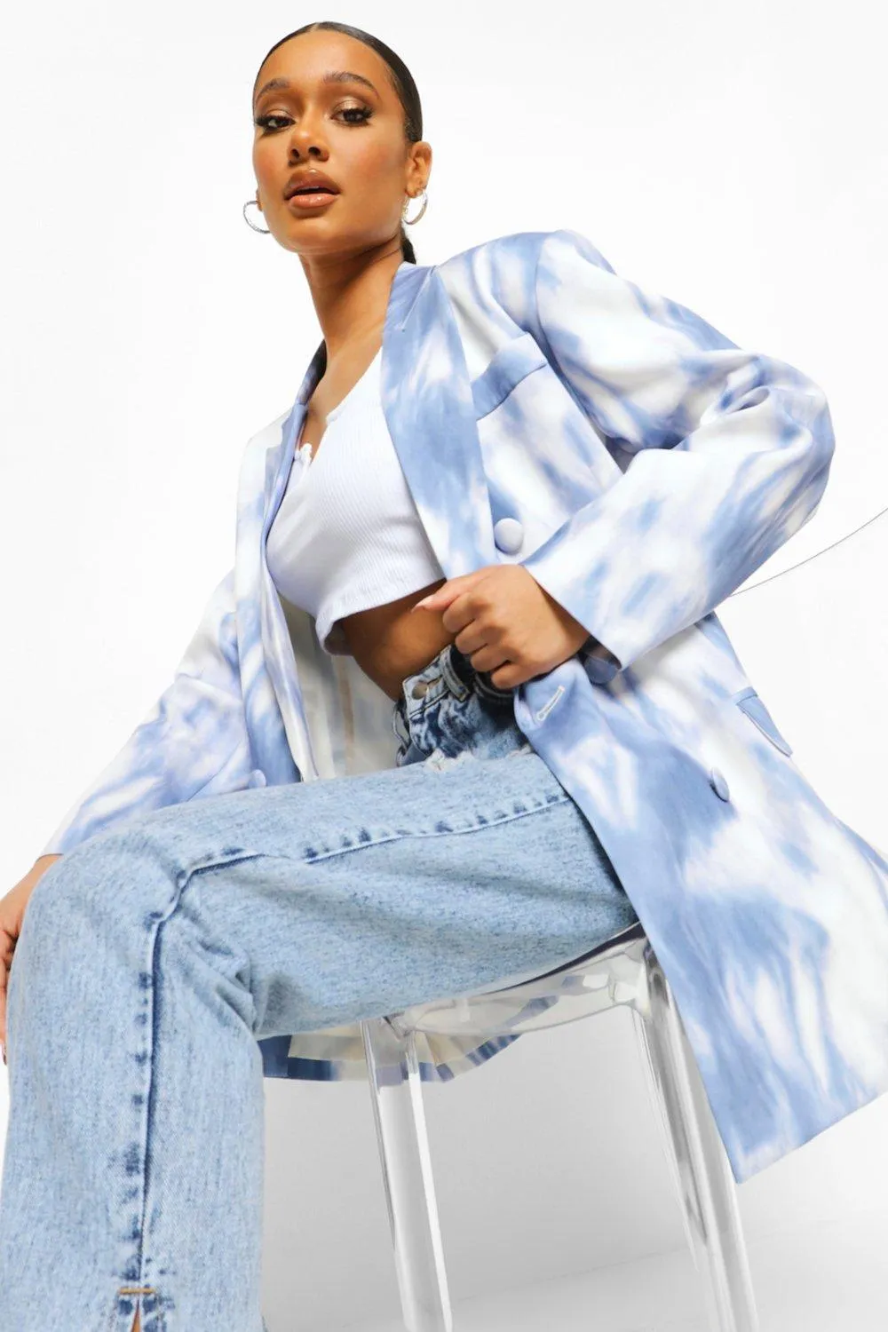 Tonal Tie Dye Oversized Blazer