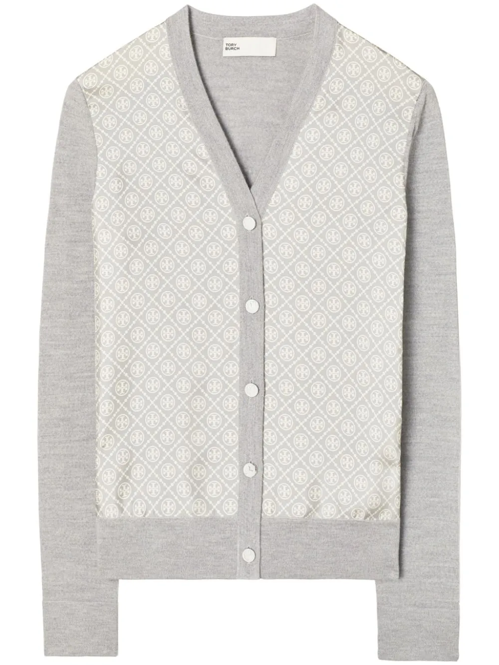 Tory Burch T-monogram wool-silk cardigan - Grey