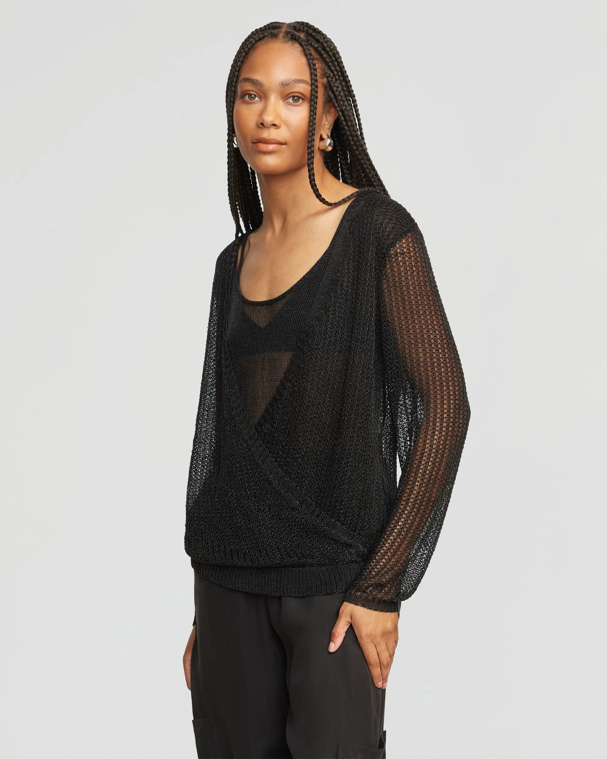 Trini Reversible Lurex Sweater | Black