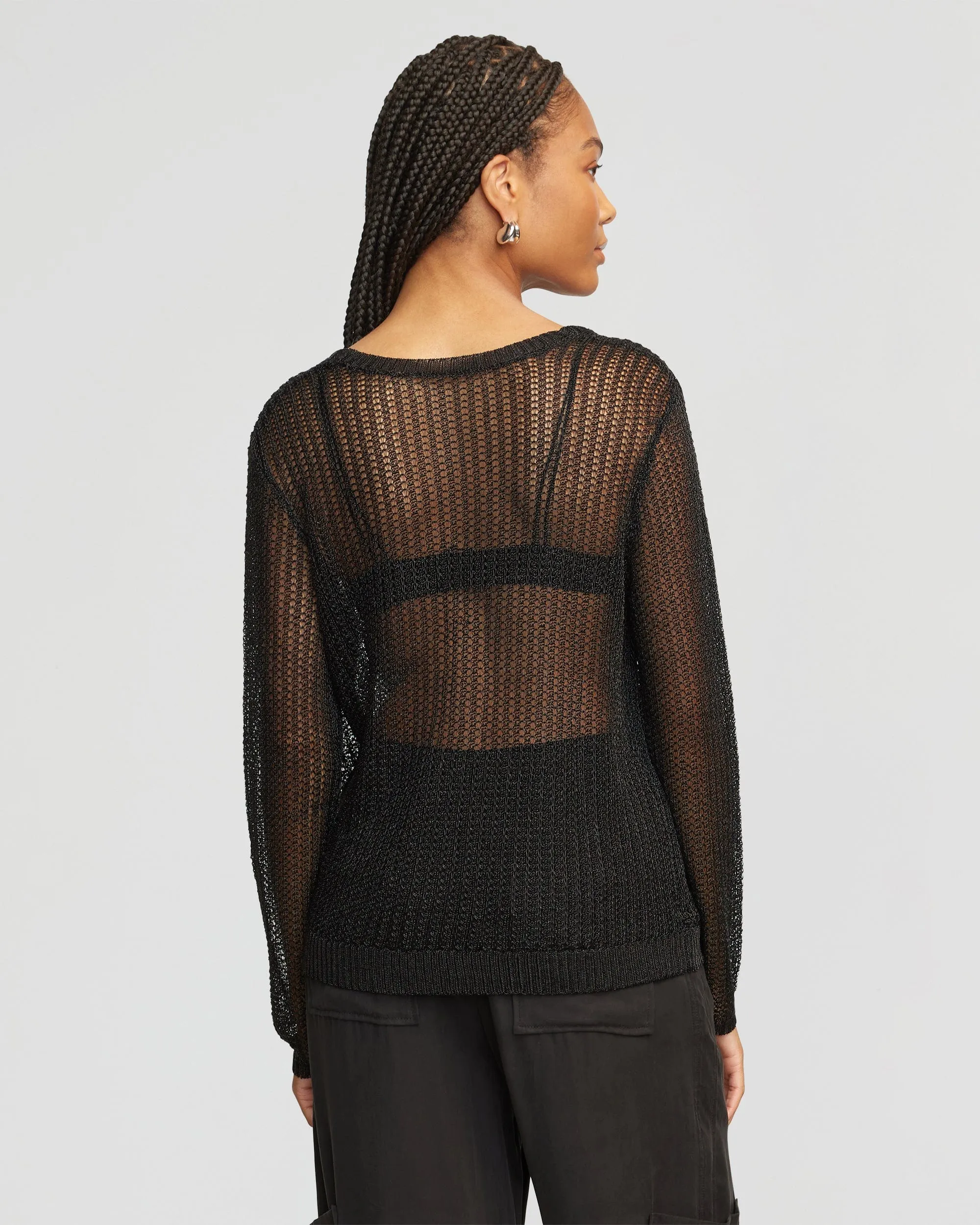 Trini Reversible Lurex Sweater | Black