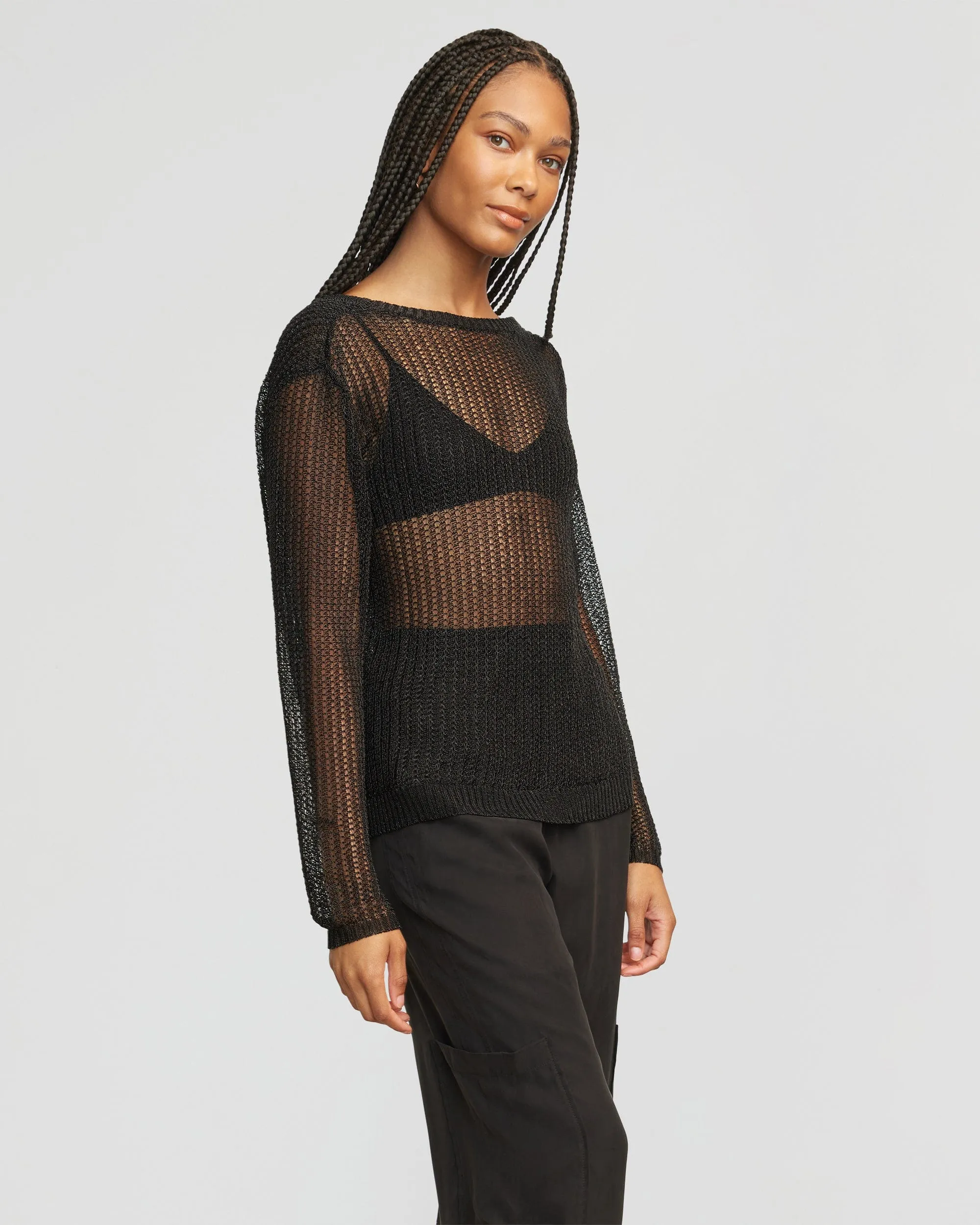 Trini Reversible Lurex Sweater | Black