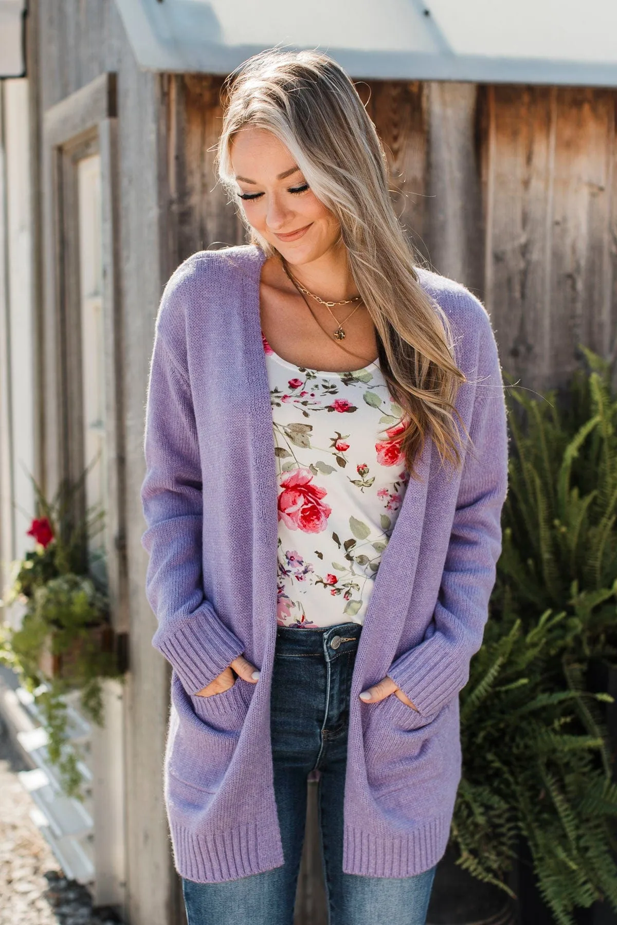 Trust In You Knit Cardigan- Lavender