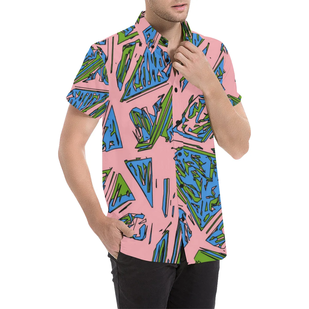 Urban Geo Frenzy Short Sleeve Button Up Shirt