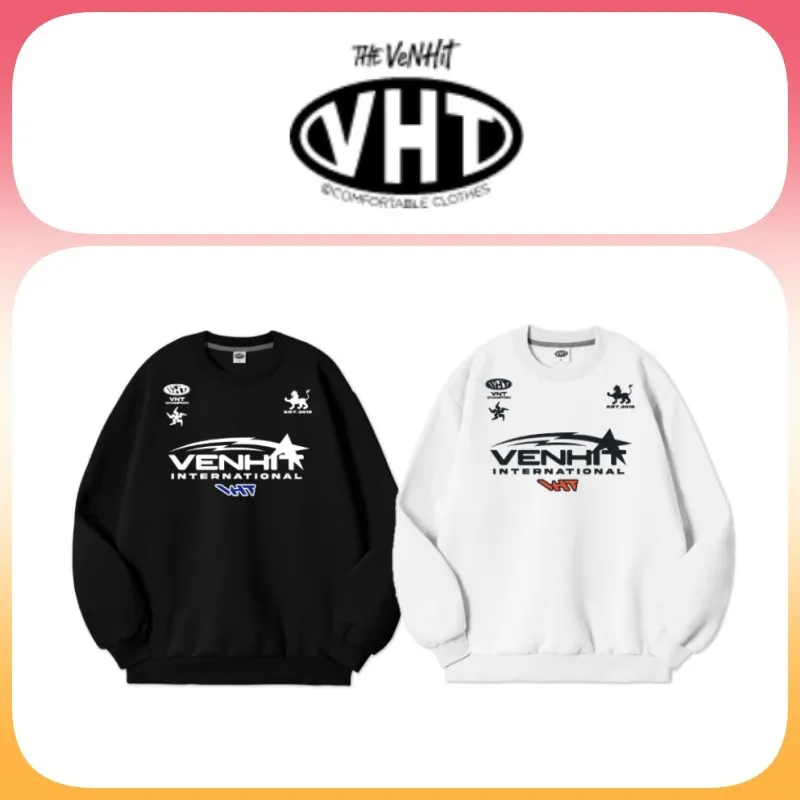 VENHIT  |Unisex U-Neck Long Sleeves Logo Sweatshirts