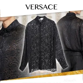 VERSACE  |Silk Street Style Long Sleeves Luxury Shirts