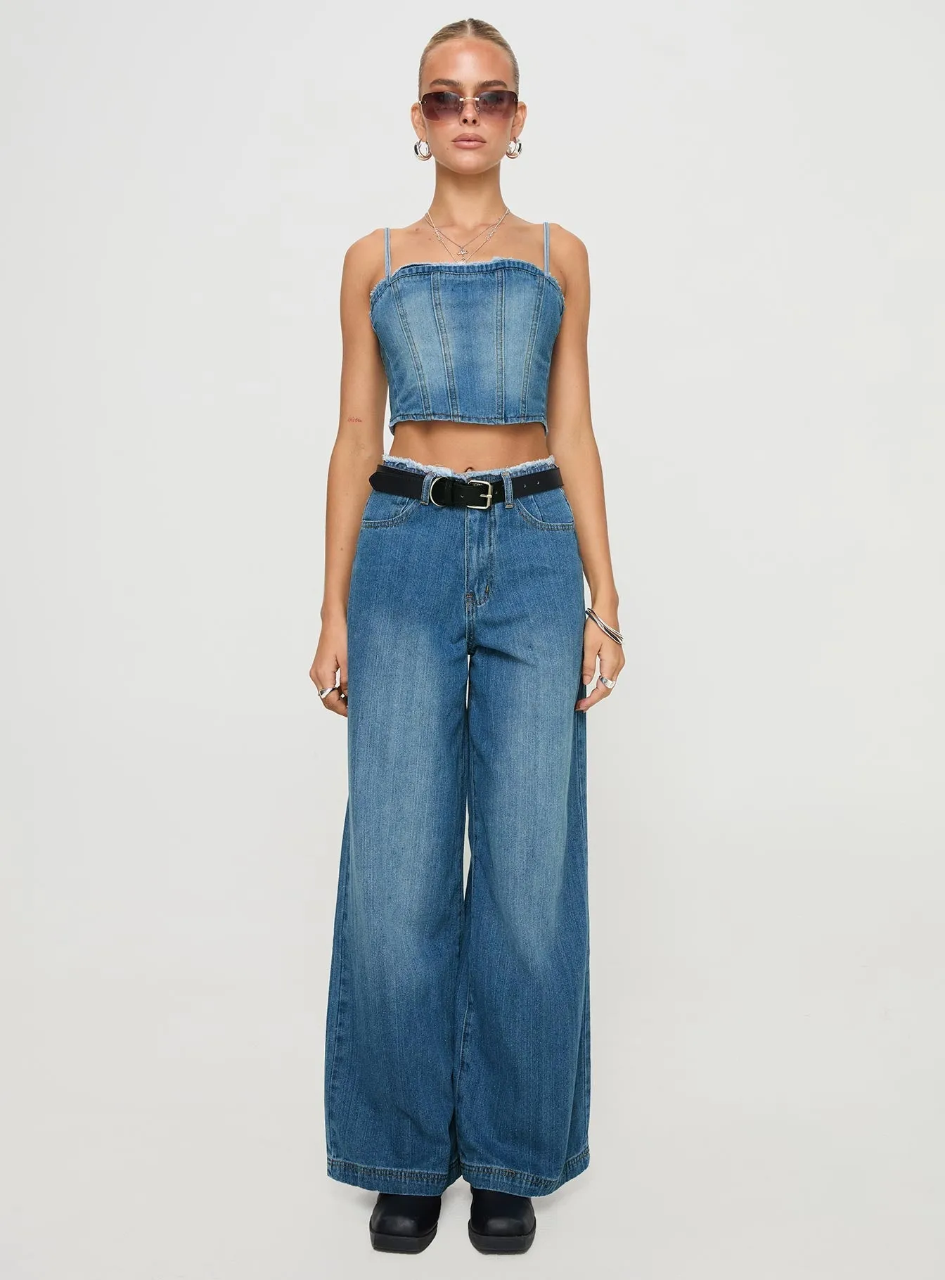 Vihaan Wide Leg Pants Blue Wash